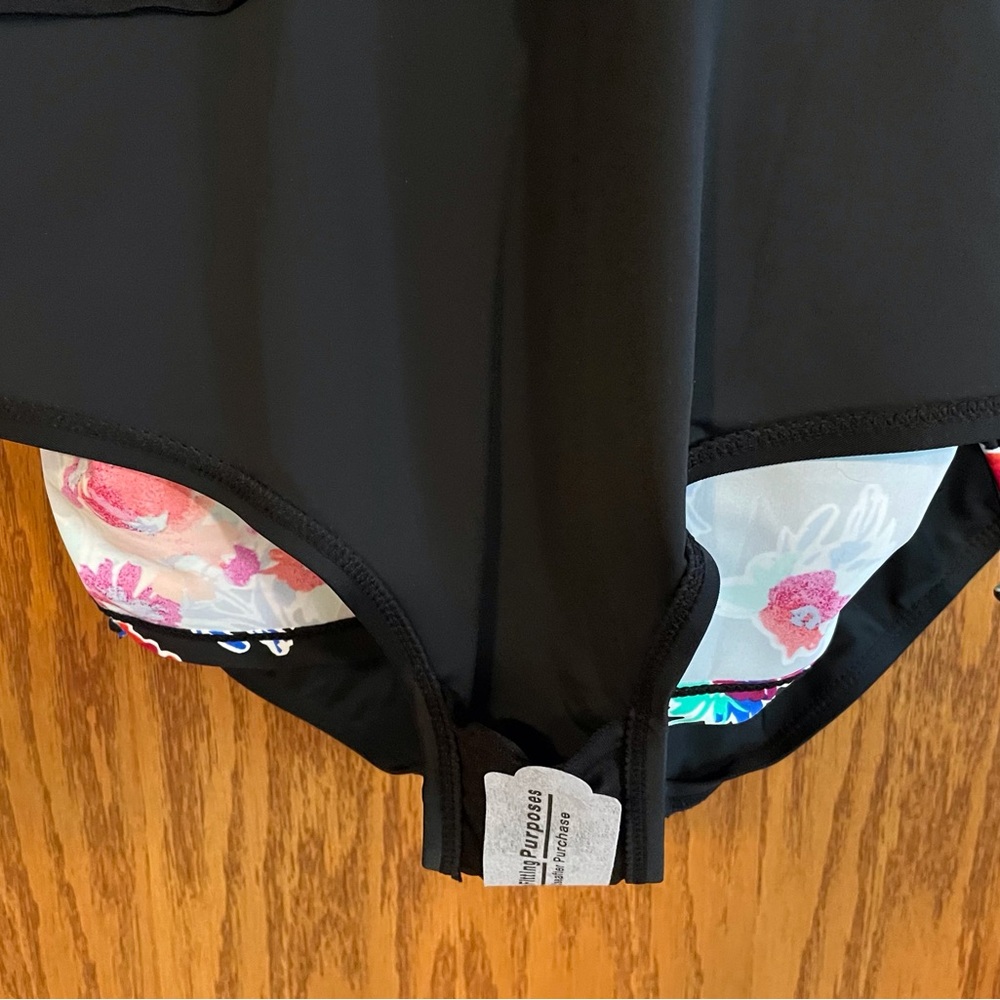 Tropical Escape Black Floral Spaghetti Strap Swimsuit - Picture 9 of 9